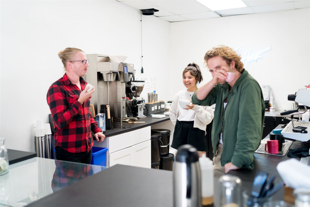Wheaton baristas sharing specialty coffee, espresso and laughs with fellow customers.